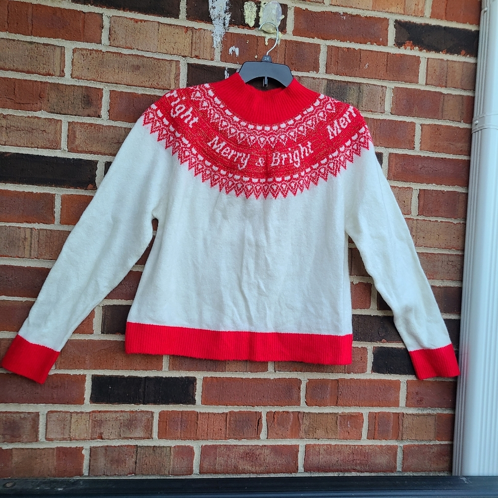 Merry and Bright Ugly Sweater ( Christmas Sweater) Red and White